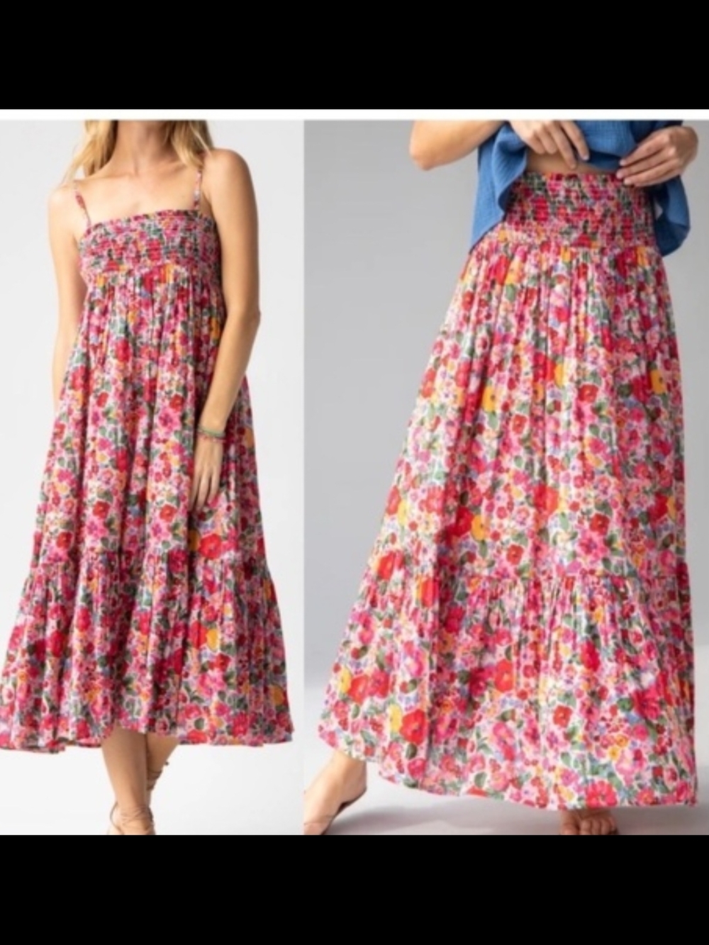 Natural Life Floral Convertible Pink Smocked Maxi Skirt - Women
